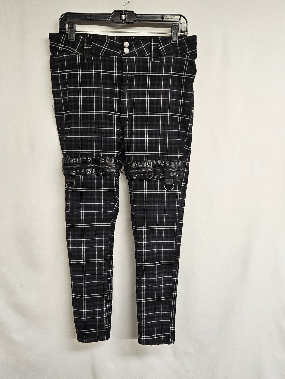 KILLSTAR Womens Black High Rise Skinny Pants Front Zipper Detail Size XXL